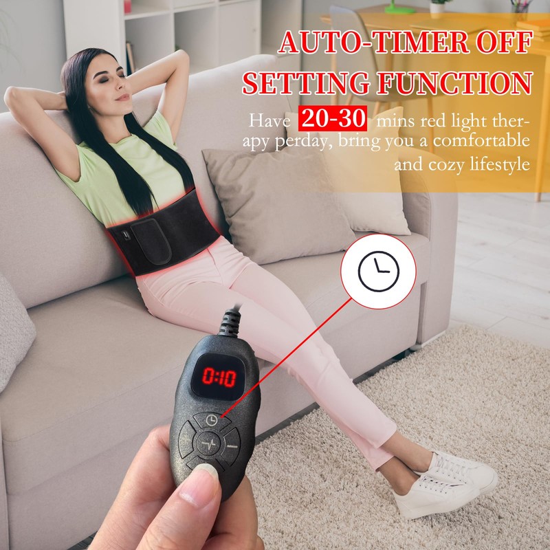 Red Light Belt with 6 Time Settings, 5 Light Modes,