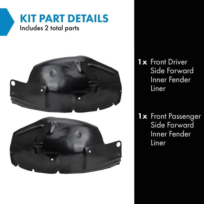 TRQ Front Inner Fender Liner Set Compatible with 2005-2009 Ford
