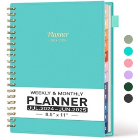 AHGXG Academic Planner 2024-2025, 2024-2025 Planner July 2024 - June 2025 Weekly and Monthly Planner 12 Months, Large A4 8.5"x11" Planner Calendar with Spiral Bound, Monthly Tab, Pocket - Lake Blue