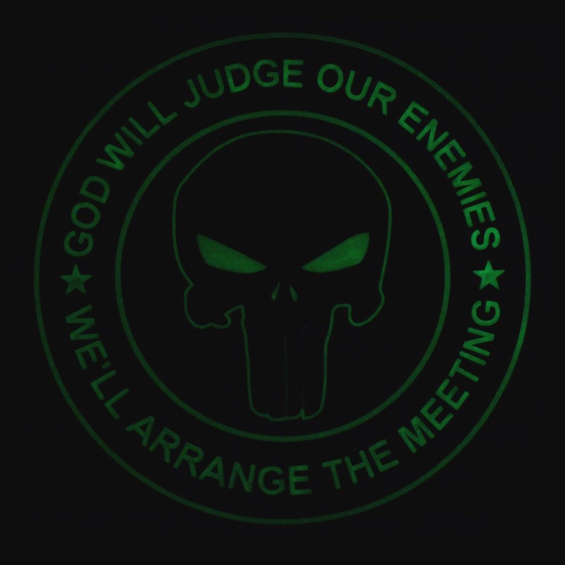 ALL BLACK GOD WILL JUDGE OUR ENEMIES Glow Dark Punisher
