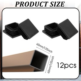 12 Pack Square End Caps 40x40 mm Plastic Hole Plugs Black Fence Post Pipe Cover Fitness Equipment Furniture Finishing Plug for Square Tubing Post
