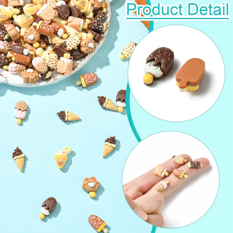 LiQunSweet 100 pcs 10 Styles Ice Cream Theme Resin Charms