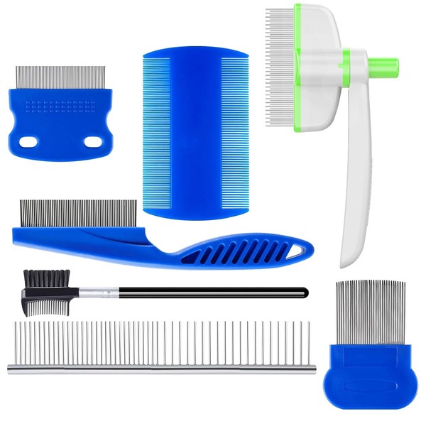 Pack of 7 Cat and Dog Care Combs, Fur Flash