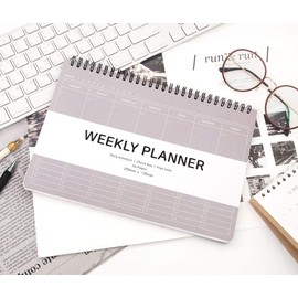 Elite Check Weekly Planner - Wirebound Undated Weekly & Daily Scheduler, Check Box, Free Note / 250 x 170 mm (Gray)