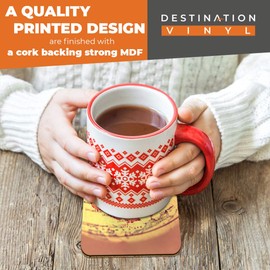 Great Coasters (Set of 2) Square/Glossy Quality Coasters/Tabletop Protection for Any Table Type - Vintage Australia Map Globe #2609