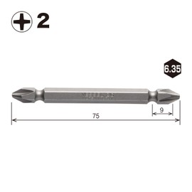 VESSEL Double-Ended Air Bit for Electric Screwdrivers, 0.08 x 3.0 inches (2 x 75 mm), Set of 10, Hardness: G (Standard Hardness), B43 ZP