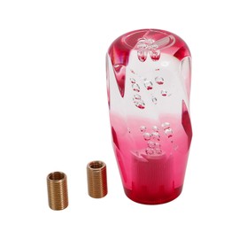 INFINAUTO Car Shift Knob, 10cm Universal for Automatic and Manual Vehicle Gear Shifter Knob with 2 Adapter Acrylic Clear Red, 1 Set