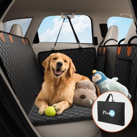 Pluden Back seat Extender for Dogs, Hard Bottom Car Seat Cover for Dogs, Waterproof Non-Slip Dog Seat Cover with Mesh Window, Dog Hammock for Car, SUV, Mid-Size Trucks