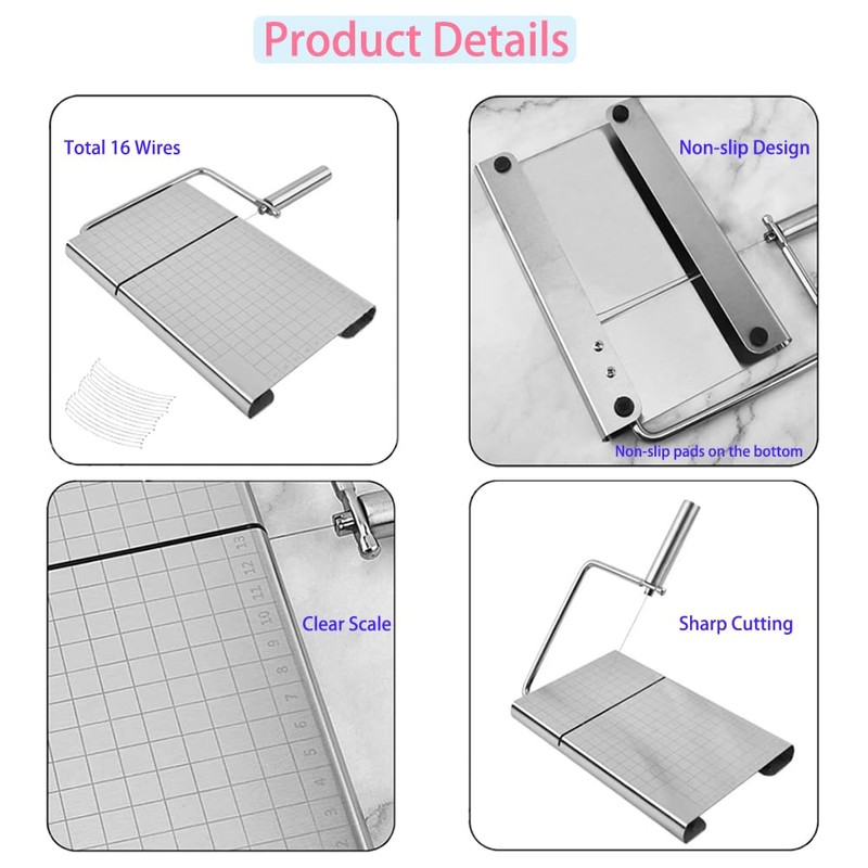 Cheese Slicer with 16 Replacement Wires, Cheese Cutter Board with