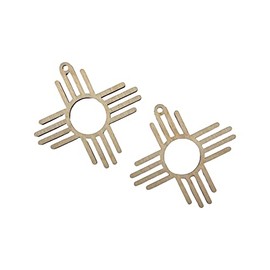 12 Pieces (Many Sizes) Smooth Unfinished Wood New Mexico Zia Sun Symbol Laser Cutout Dangle Earring Jewelry Blanks Charms Ornaments Shape Crafts Made in Texas (1.75")