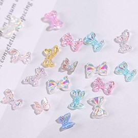 Tabletop Cotton Goods Nail Parts, Ribbon, Flowers, Butterfly, Bear Jewelry Parts, Rhinestones, Studs, Nail Art, Resin Sealed, DIY, Various Colors, Various Sizes (01)