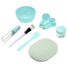 Vtrem 9 in 1 Face Mask Bowl Kit Lady Facial Care Facemask Mixing Tool Sets with Mask Bowl Spatula Brush Spray Bottle Puff Soaking Bottle Gauges, Blue