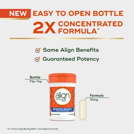 Align Align Probiotic Bloating Relief + Food Digestion, Probiotics for Women and Men, Promotes Digestive Health and Helps Support the Metabolism of Food*, 28 Capsules (Packaging May Vary)