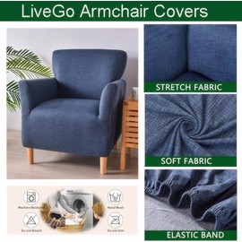 LiveGo Stretch Banquet Armchair Slipcover, 1-Piece Soft Knit Accent Chair Covers with Arms, Non-Slip Waterproof Chair Slipcover for Living Room, Office, Reception, and Pet-Friendly Furniture Protector