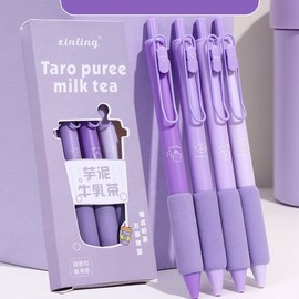 FLY CHOICE 4+10 Pcs Gel Ink Pens Retractable Pens Cute Pen 0.5mm Ballpoint Pen Office School Supplies for Girls Boys Women Men, Age 6+ (Purple)