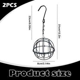 2-Piece Metal Fat Ball Bird Feeders, Hanging Bird Holder with S-Shaped Hooks for Outdoor Garden, Attract Finches, Sparrows