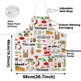 MYSOMY Vietnam Kitchen Apron Vietnam Chef Apron Vietnamese Apron Vietnamese Flag Gifts Vietnamese Themed Apron (Vietnam UK)