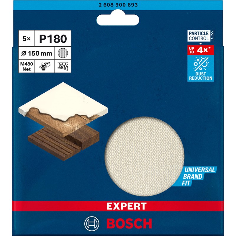 Bosch 5x EXPERT M480 Sanding Net (for Paint on wood,