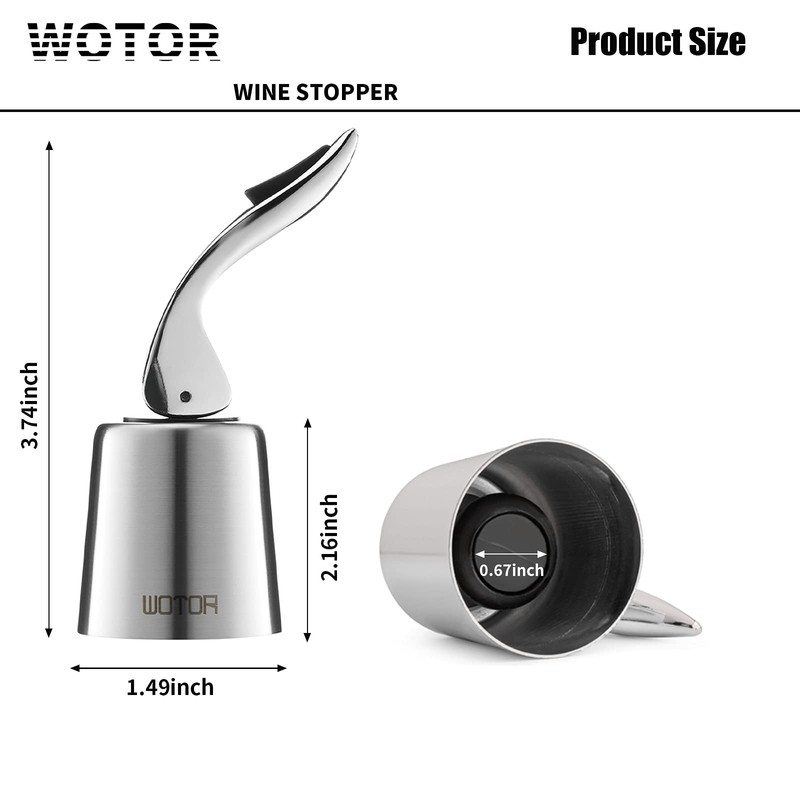 WOTOR Wine Stoppers Stainless Steel Wine Bottle stopper Plug with