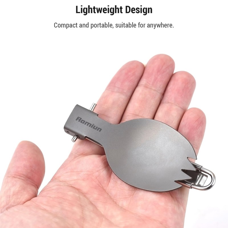 Aomiun Camping Utensil Set, Titanium Plate and Folding Fork Spoon