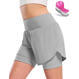 Nepest Womens Padded Mountain Bike Shorts 4D MTB Cycling Biking Bicycle Padding Zipper Pockets Light Grey,XL