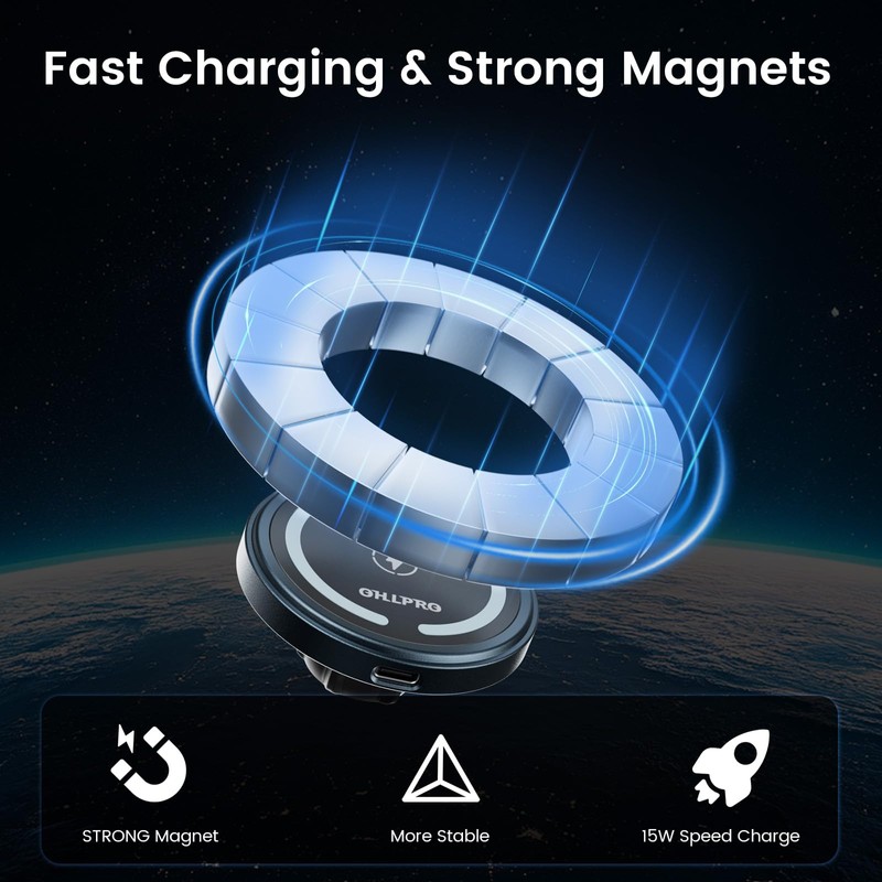 OHLPRO for MagSafe Car Mount Charger iPhone Wireless Car Charger,