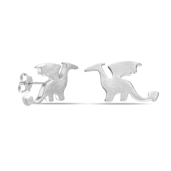 LeCalla 925 Sterling Silver Small Lightweight Dragon Stud Earrings for