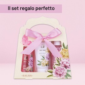 Accentra Set doccia da donna SWEET PEONY in bella confezione regalo – Set di 3 pezzi con gel doccia, lozione per il corpo e bagnoschiuma – Set regalo benessere per San Valentino e festa della mamma