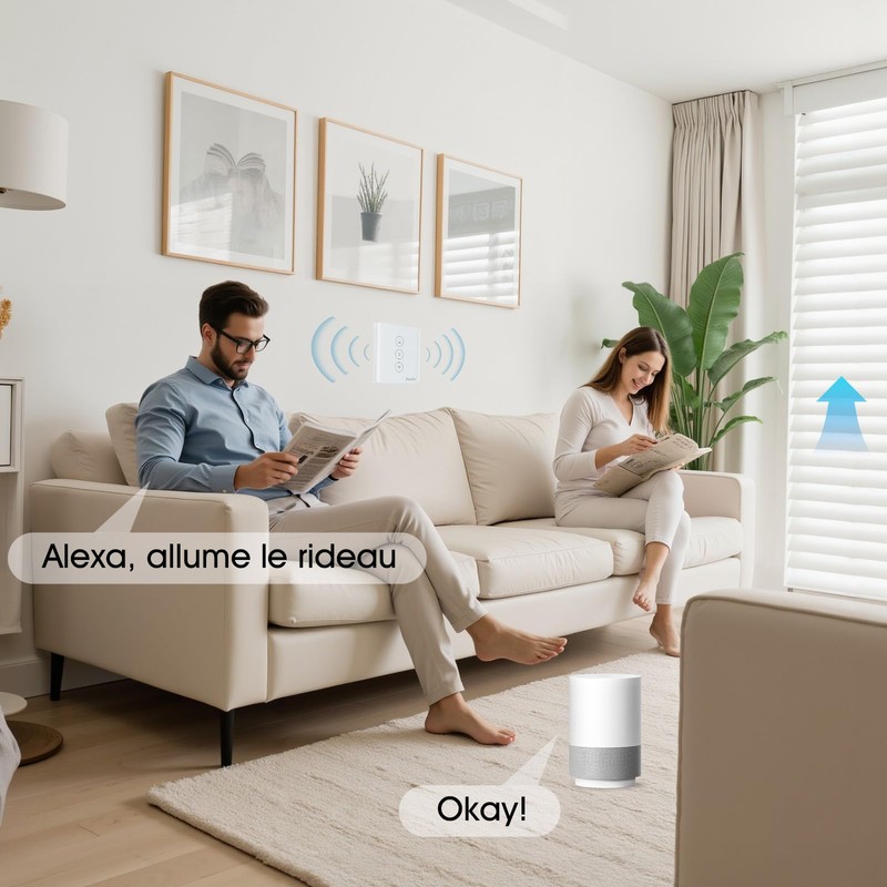 HEUXGIR WiFi Blind Switch, 86 mm Smart Roller Shutter Switch