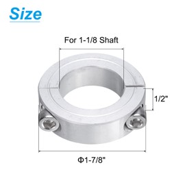 sourcing map Double Split Clamp-On Shaft Collar for 1-1/8" Shaft, Two-Piece Clamping Collar, 1-7/8" OD, 1/2" Thickness, Aluminum Alloy Set Screw Split Collar Clamp