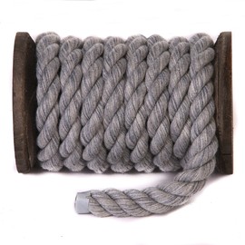 Ravenox Fms Natural Twisted Cotton Rope | (Grey)(1/4 Inch x 25 Feet) | Made in The USA | Strong Triple-Strand Rope for Sports, Decor, Pet Toys, Crafts, Macrame & Indoor Outdoor Use