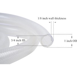 3/4" ID x 1" OD - 25 Ft High Pressure Braided Clear PVC Tubing Flexible Vinyl Tube, Heavy Duty Reinforced Hose Tubing, BPA Free and Non Toxic