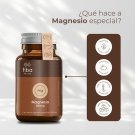 TIBA SALUD - Magnesio: Complemento alimenticio básico, fundamental en el rendimiento y mejora de la actividad física, Resultados desde la primera cápsula - 60 cápsulas veganas (1)