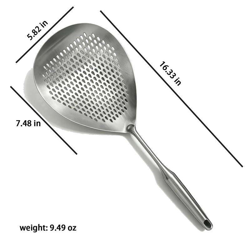 Stainless Steel Skimmer Spoon, Large Slotted Spider Skimmer with Long