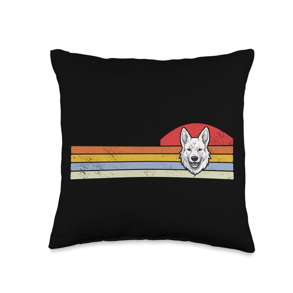 White Shepherd Vintage Funny White German Shepherd Throw Pillow