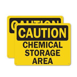 (2 Pack) Chemical Storage OSHA Caution Sign 10 Inch X 7 Inch Plastic Sign, Weather Resistant, UV Protected for Workplace, Business, and Construction Site, Made in the USA