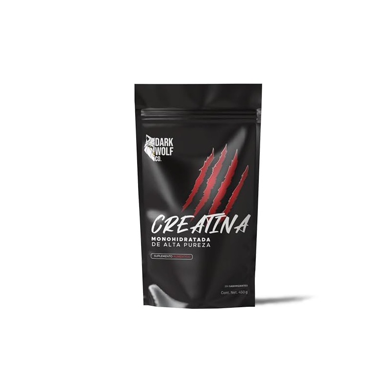 Creatina Monohidratada Dark Wolf, Alta Pureza, 100% Natural, Sin OGM,