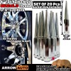 ARROW 20x 6" Extra Tall Chrome M12x1.5 Spike Lug Nuts
