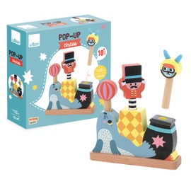 VILAC - Pop-Up Circus - Michelle Carlslund - Toddler Toy - 1 Wooden Circus Base + 3 Wooden Figures - Educational Games for Children Made of Wood - Toy for Children from 18 Months - 8573