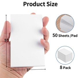 Hoiny Note Pads 3x5 In, 8 Pack Blank Notepad, White Scratch Pads for Writing, 50 Sheets Per Memo Pad for Jotting Down Quick Notes, Pads of Paper for Grocery and Shopping Lists, Small Server Notebook