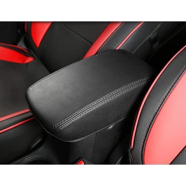 INTGET Center Console Armrest Cover for 2020 2021 2022 Jeep Compass Accessories 2017 2018 2019 Interior Center Console Lid Cover Leather Elbow Arm Rest Cover Pad Protector (Black with Black Stitches)