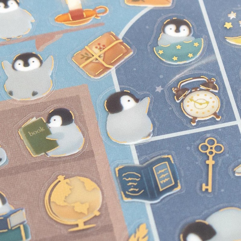 Enuby Large Clear Seal Chill Penguin | Sticker Gold Foil