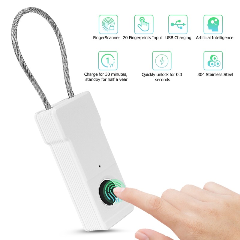 Portable Mini Smart Fingerprint Padlock Keyless Lock for Wardrobe Cabinet