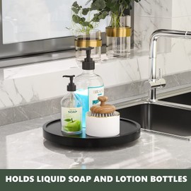 VeyFey VeyFey Turntable Vanity Tray 10 Inch for Perfume Candle, Bamboo Kitchen Sink Countertop Organizer Keep Glass, Sponge and Soap Bathroom Coffee Table Decorative Black (VFLZ)