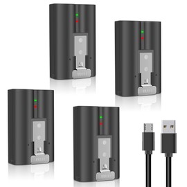 4 Pack Rechargeable Lithium-Ion V4 Batteries fit for Ring-Doorbell-Camera 2/3/4/3plus, Stick-Up Cam (2nd & 3rd Gen), Peephole/Spotlight Camera/Spotlight Cam solar/Camera Indoor Outdoor 3.65V 6040mAh