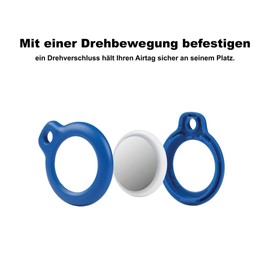 FRIZZE AirTag Case with Key Ring, Small Portable Accessories, Ideal for Car, Bicycle, Backpack, Pet (Case Cover for Air Tag with Key Ring) (Blue)