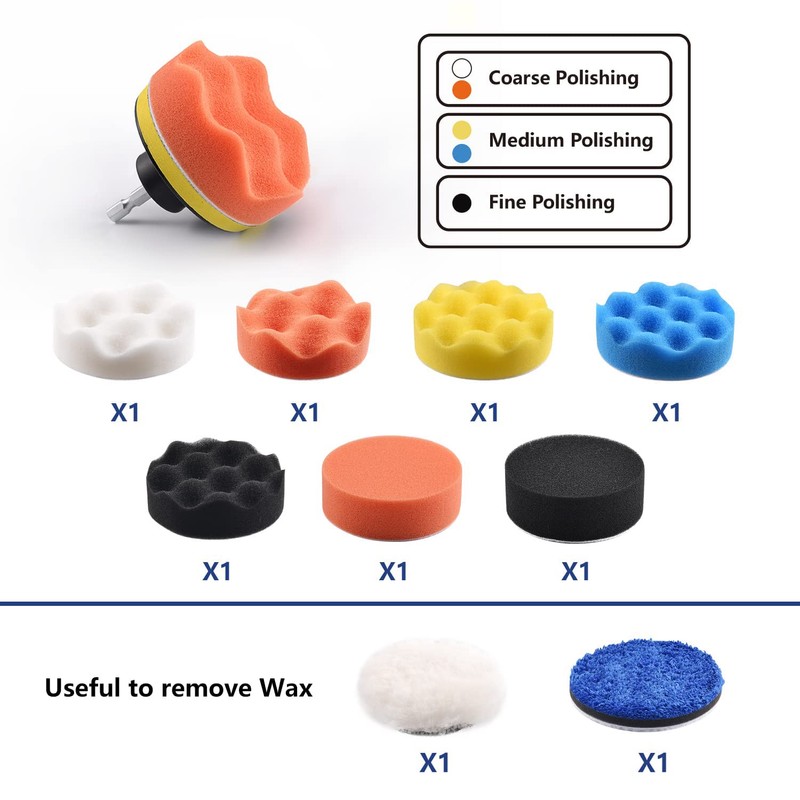 Tshya 3 inch Drill Polishing Kit Buffer Sanding Attachment Car