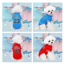 2 Pack Dog Shirts Summer Dog Clothes Pet Vest Breathable Mesh Basketball Jersey Suitable for Medium and Small Dogs and Cats (Red + Blue, Medium)