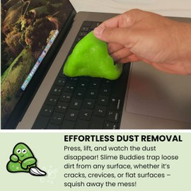 Slime Buddies Cleaning Slime | (3 Pack) 1 Lemon, 1 Apple, 1 Strawberry Scented Car Cleaning Gel | Car Interior, Cup Holder, & Keyboard Detailing Tool | Reusable Putty for Loose Dust & Dirt