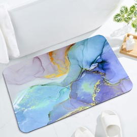 Gibelle Bath Mat Rug Set 2 Piece, Super Absorbent Quick Dry Bathroom Rug Set, Non Slip Rubber Backed Bathroom Floor Mat for Tub Shower Sink (20"x32"+20"x32", Blue Purple)